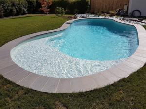 escalier roman courbe margelle piscine forme libre