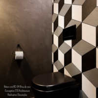 Toilettes revêtement en béton ciré Rouviere Collection brun foncé
