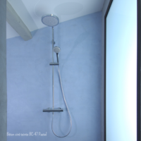 parois de douche sous pente en béton ciré Rouviere Collection Bleu Pastel