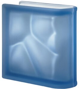 Brique de verre terminale simple Pegasus bleu ondulé sablé deux faces - finition de paroi élégante et sécurisée - Rouviere Collection