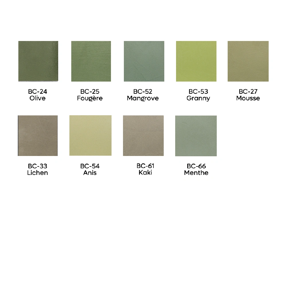 Béton ciré Rouvière Collection teintes vertes, sol et mur intérieur naturel