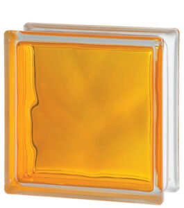 brique de verre Brilly pour usage intérieur de couleur jaune intense - Pour parois de douche, comptoirs de cuisine, cloisons de séparation - Rouviere Collection