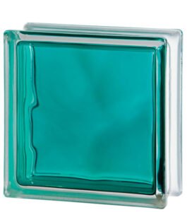 brique de verre Brilly pour usage intérieur de couleur turquoise intense - Pour parois de douche, comptoirs de cuisine, cloisons de séparation - Rouviere Collection