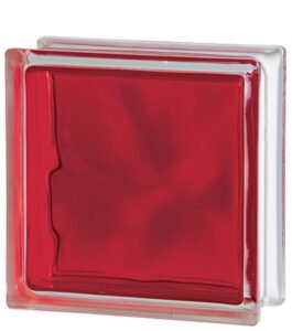 brique de verre Brilly pour usage intérieur de couleur rouge intense - Pour parois de douche, comptoirs de cuisine, cloisons de séparation - Rouviere Collection