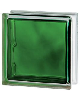 brique de verre Brilly pour usage intérieur de couleur vert intense - Pour parois de douche, comptoirs de cuisine, cloisons de séparation - Rouviere Collection