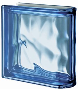 Brique de verre Pegasus Terminale simple Bleu métallisée pour des parois avec une finition élégante - Rouviere Collection