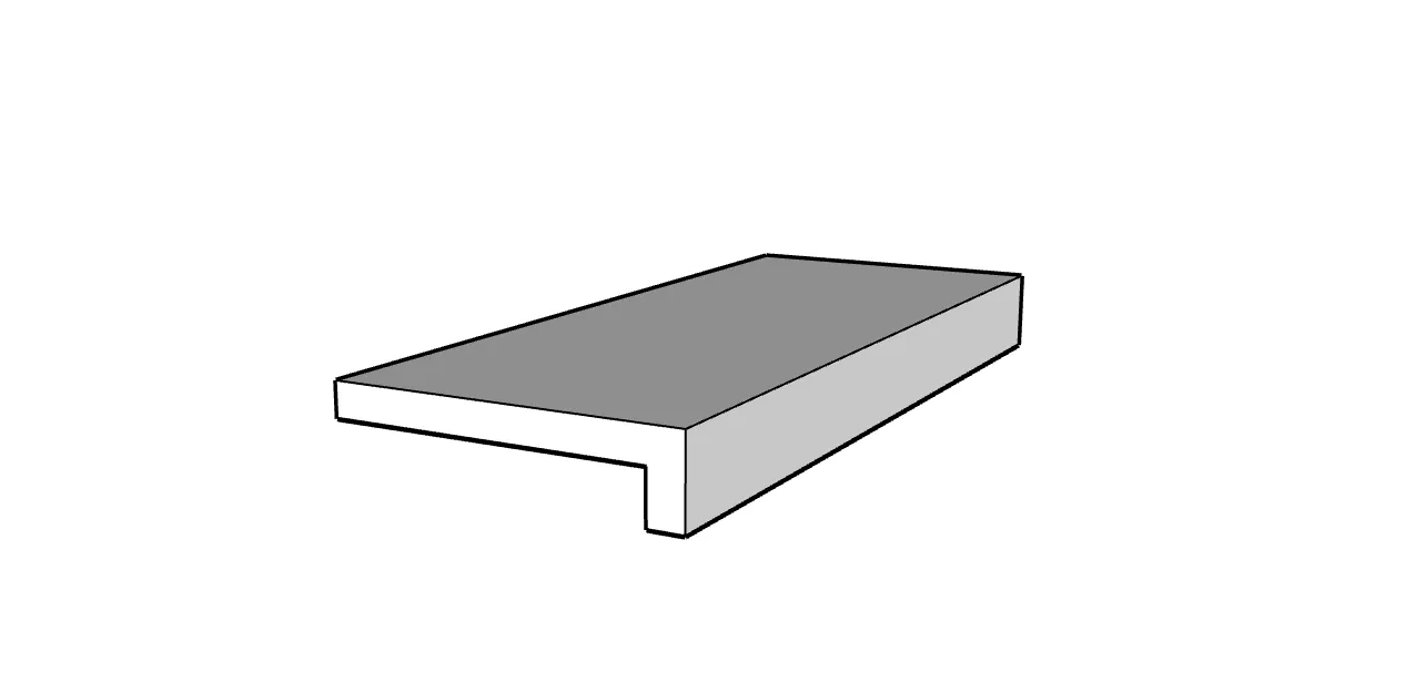 Plan 3D d’une margelle en L en béton pour piscine – Rouvière Collection