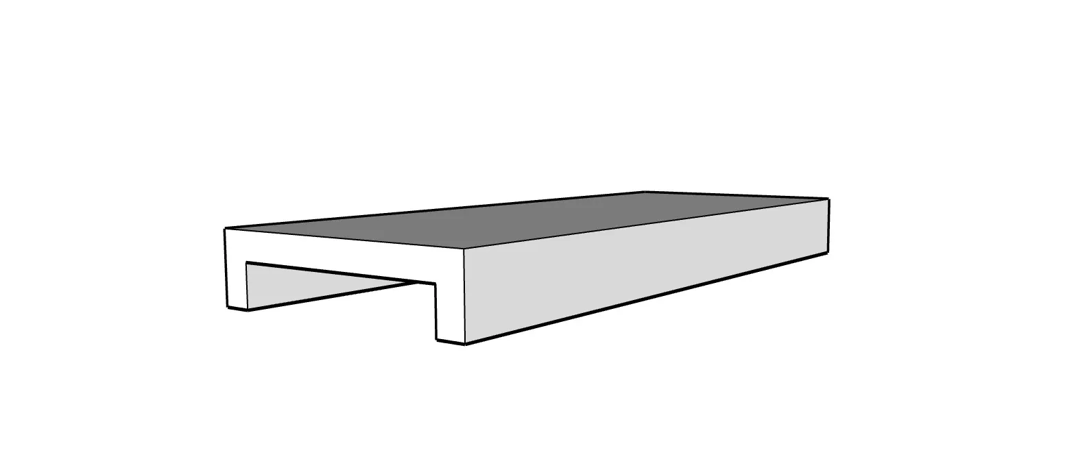 Plan 3D d’une margelle en U en béton pour piscine – Rouvière Collection